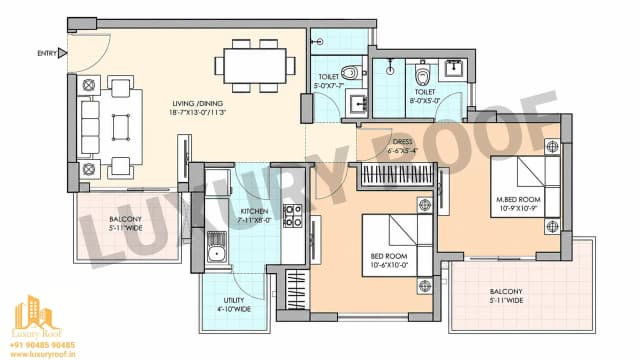 2 BHK Floor Plan