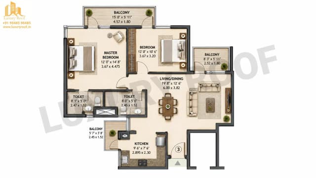 2 BHK Floor Plan