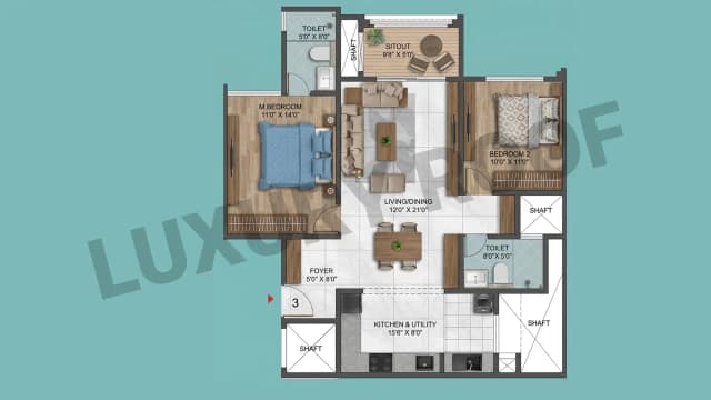 2 BHK Floor Plan