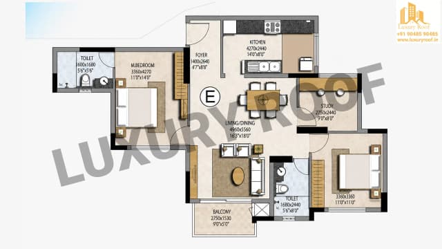 2 BHK Floor Plan