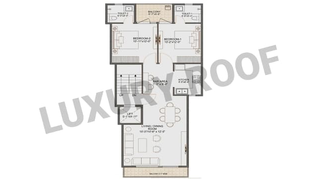 2 BHK Floor Plan