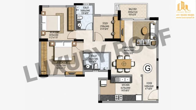 2 BHK Floor Plan