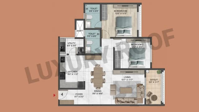 2 BHK Floor Plan