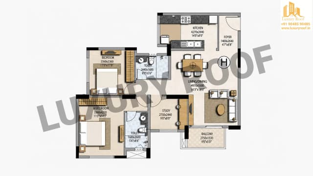 2 BHK Floor Plan