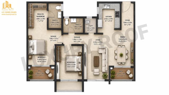 2 BHK Floor Plan