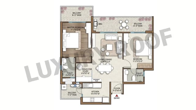 2 BHK Floor Plan