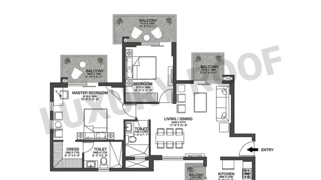 2 BHK Floor Plan