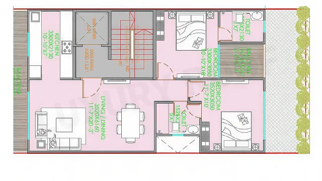 2 BHK Floor Plan
