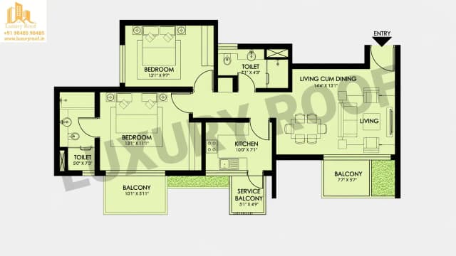 2 BHK Floor Plan