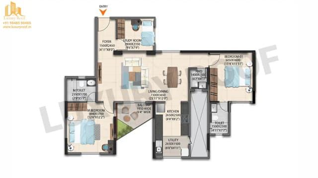 2 BHK Floor Plan