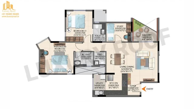 2 BHK Floor Plan