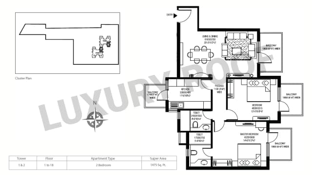 2 BHK Floor Plan