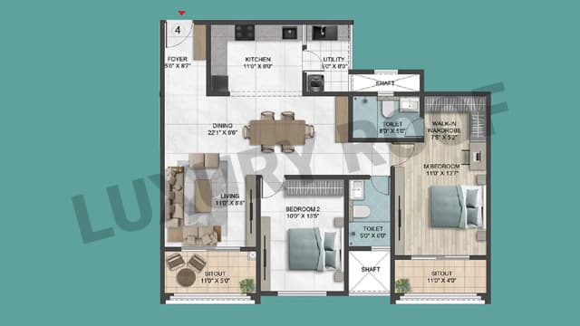 2 BHK Floor Plan