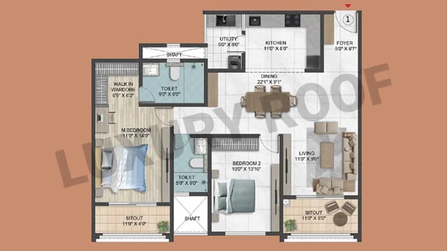 2 BHK Floor Plan