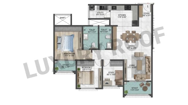 2 BHK Floor Plan