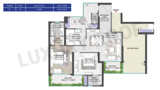 2 BHK Floor Plan