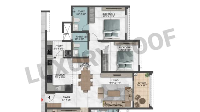 2 BHK Floor Plan