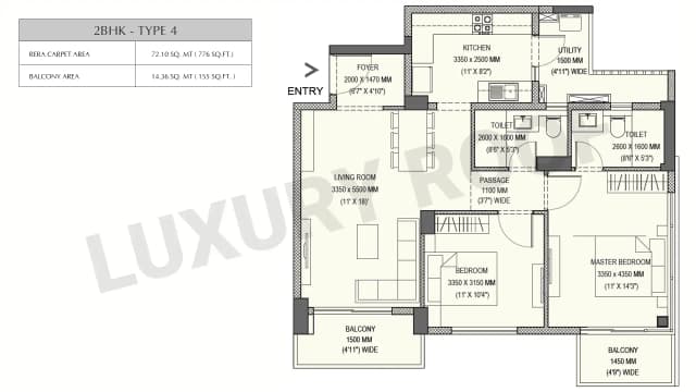 2 BHK Floor Plan