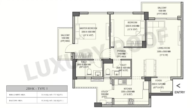 2 BHK Floor Plan
