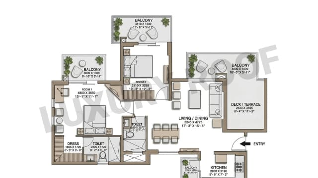 2 BHK Floor Plan