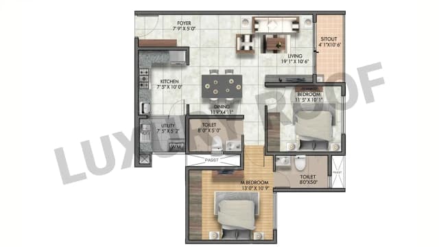 2 BHK Floor Plan