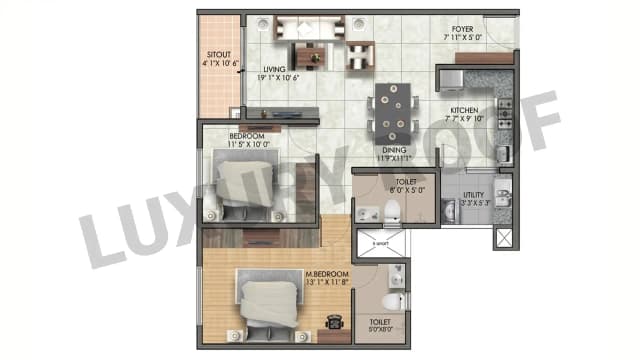2 BHK Floor Plan