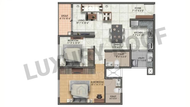 2 BHK Floor Plan