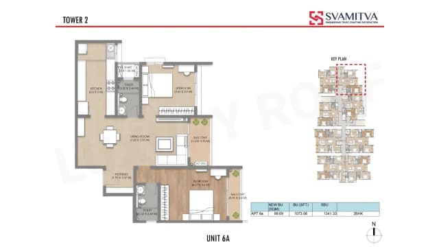 2 BHK (1341 sq.ft.) Floor Plan