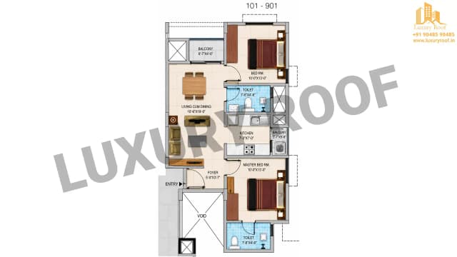 2 BHK Floor Plan