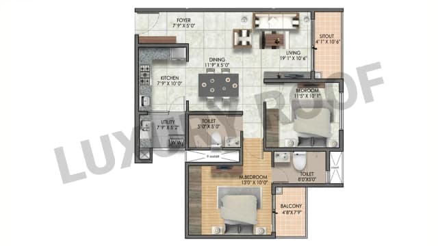 2 BHK Floor Plan