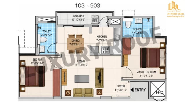 2 BHK Floor Plan