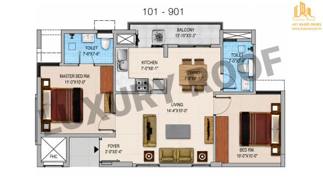 2 BHK Floor Plan