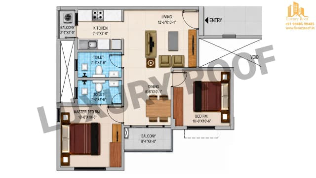 2 BHK Floor Plan