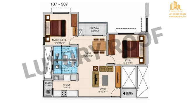 2 BHK Floor Plan