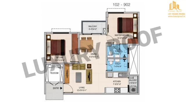 2 BHK Floor Plan