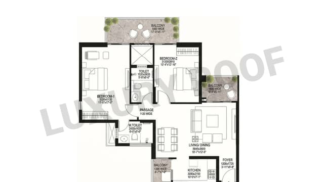 2 BHK Floor Plan