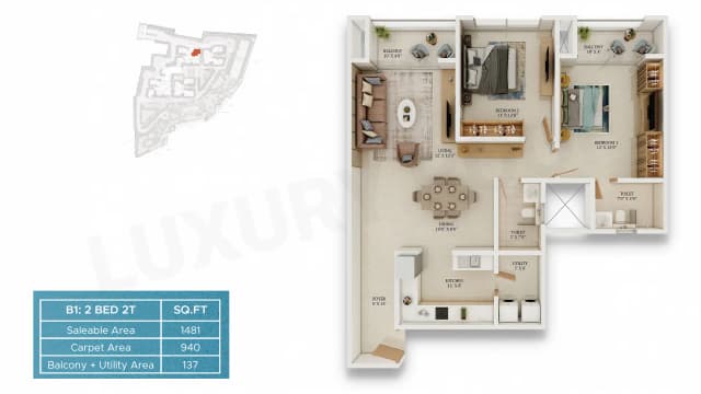 2 BHK Floor Plan
