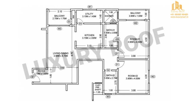 2 BHK Floor Plan