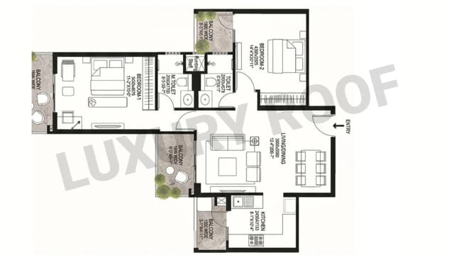 2 BHK Floor Plan