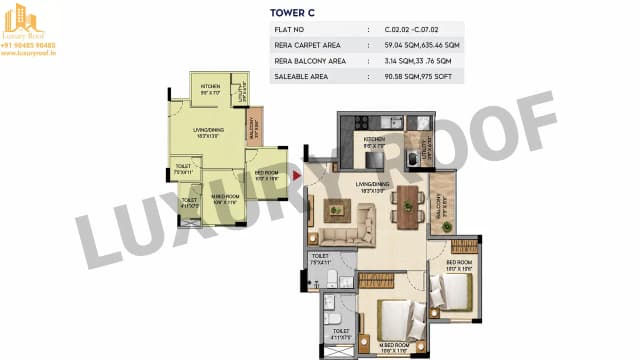 2 BHK Floor Plan