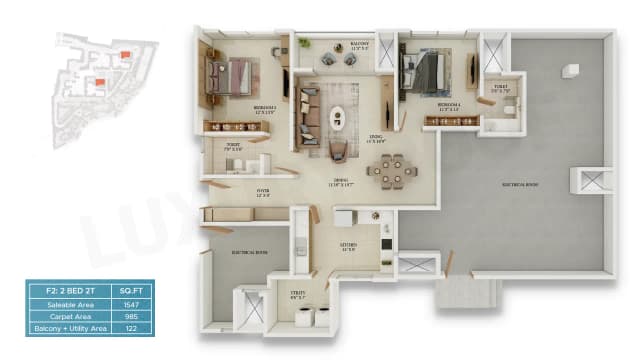 2 BHK Floor Plan