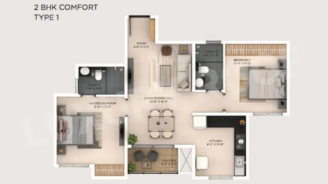 2 BHK COMFORT Floor Plan