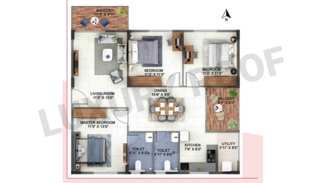 2 BHK Floor Plan