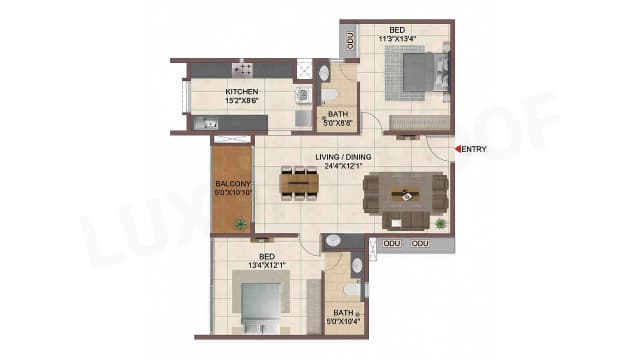 2 BHK Floor Plan