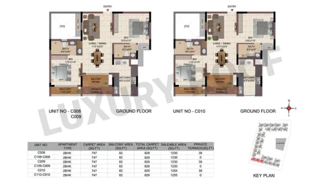 2 BHK(1230 - 1271 sq.ft.) Floor Plan