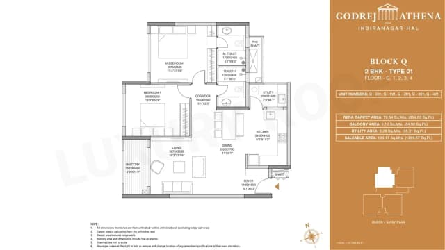 2 BHK(1293 sq.ft.) Floor Plan