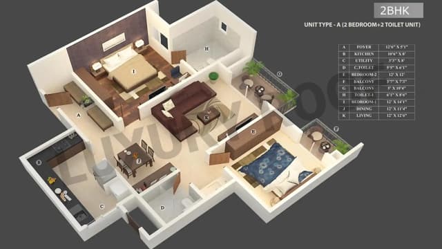 2 BHK(1352 sq.ft.) Floor Plan