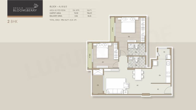 2 BHK(1163 - 1199 sq.ft.) Floor Plan