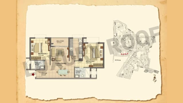 2 BHK(1195 - 1216 sq.ft.) Floor Plan