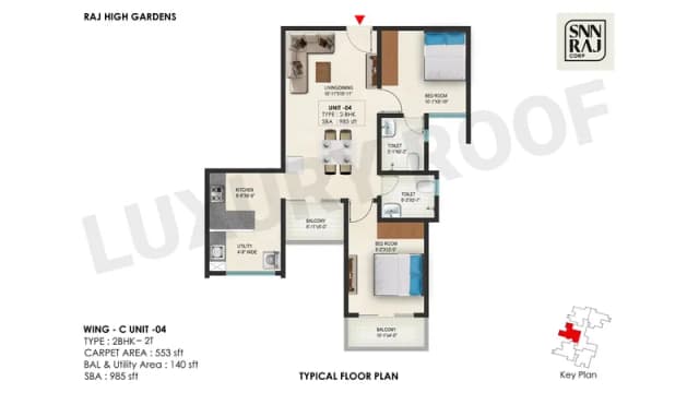 2 BHK Floor Plan